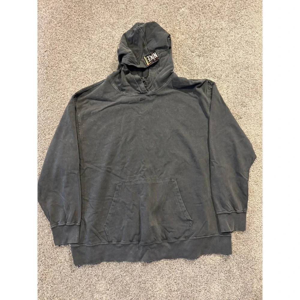 Nike Hoodie Mens 2X Black Vintage Wash Mini Swoosh Pullover Just Do It Patch‎